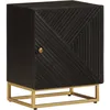 Image de vidaXL Vidaxl Table De Chevet Noir 40x30x50 Cm Bois Massif Manguier Et Fer
