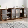 Image de vidaXL Bibliothèque avec portes chêne fumé 204x37x75 cm3206535