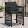 Image de vidaXL Chaises de jardin lot de 4 avec coussins noir résine tressée365035