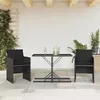 Image de vidaXL Ensemble de bistro 3 pcs avec coussins noir résine tressée
