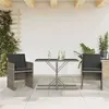 Image de vidaXL Ensemble de bistro 3 pcs avec coussins gris résine tressée