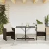 Image de Vidaxl Ensemble De Bistro 3 Pcs Avec Coussins Marron RÃ©sine TressÃ©e
