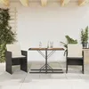 Image de vidaXL Ensemble de bistro 3 pcs avec coussins noir résine tressée