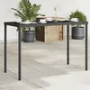 Image de Vidaxl Table De Jardin Dessus En Verre Noir 115x54x74cm RÃ©sine TressÃ©e