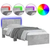 Image de vidaXL Cadre de lit tÃªte de lit et lumiÃ¨res LED gris bÃ©ton 90x200 cm