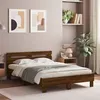 Image de vidaXL Cadre de lit avec tête de lit et LED chêne marron 135x190 cm