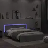 Image de vidaXL Cadre de lit avec tête de lit et LED gris béton 160x200 cm