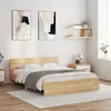 Image de vidaXL Cadre de lit avec tête de lit et LED chêne sonoma 150x200 cm