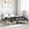 Image de vidaXL Cadre de lit métal sans matelas et tête de lit blanc 120x190 cm
