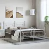 Image de vidaXL Cadre de lit métal avec tête de lit/pied de lit blanc 193x203cm