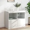 Image de vidaXL Vidaxl Buffet Avec Lumières Led Blanc 81x37x67 Cm