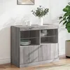 Image de vidaXL Buffet avec lumiÃ¨res LED sonoma gris 81x37x67 cm
