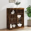 Image de vidaXL Buffet avec lumières LED chêne fumé 81x37x100 cm