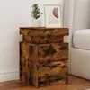 Image de vidaXL Table de chevet avec lumières LED chêne fumé 35x39x55 cm