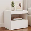 Image de vidaXL Tables de chevet avec lumiÃ¨res LED 2 pcs blanc 50x40x45 cm