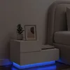Image de vidaXL Table de chevet avec lumiÃ¨res LED blanc 70x36x40,5 cm