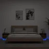 Image de Vidaxl Armoires De Chevet Avec LumiÃ¨res Led 2 Pcs ChÃªne FumÃ©