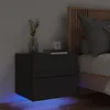 Image de vidaXL Vidaxl Table De Chevet Murale Avec Lumières Led Noir