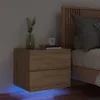 Image de vidaXL Vidaxl Table De Chevet Murale Avec Lumières Led Chêne Sonoma