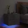 Image de vidaXL Table de chevet murale avec lumiÃ¨res LED gris bÃ©ton