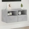 Image de vidaXL Meuble TV mural gris bÃ©ton 60x30x30 cm bois d'ingÃ©nierie