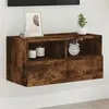 Image de vidaXL Meuble TV mural chêne fumé 60x30x30 cm bois d'ingénierie836862