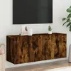 Image de vidaXL Meuble TV mural chêne fumé 100x30x41 cm