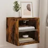 Image de vidaXL Meubles TV muraux et lumières LED 2pcs chêne fumé 30x28,5x30 cm836982