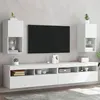 Image de vidaXL Meubles TV avec lumières LED 2 pcs blanc 30,5x30x60 cm