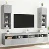 Image de vidaXL Meubles TV avec lumières LED 2 pcs gris béton 30,5x30x90 cm