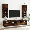 Image de Vidaxl Meubles Tv Avec LumiÃ¨res Led 2 Pcs ChÃªne FumÃ© 30,5x30x102 Cm