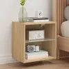 Image de Vidaxl Table De Chevet Murale Avec LumiÃ¨res Led ChÃªne Sonoma