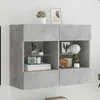 Image de vidaXL Meuble TV mural avec lumiÃ¨res LED gris bÃ©ton 78,5x30x60,5 cm