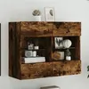 Image de vidaXL Meuble TV mural avec lumières LED chêne fumé 78,5x30x60,5 cm837103