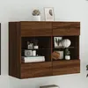 Image de vidaXL Meuble TV mural avec lumières LED chêne marron 78,5x30x60,5 cm837105