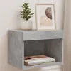 Image de vidaXL Table de chevet murale avec lumières LED gris béton837119