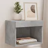 Image de vidaXL Tables de chevet murales avec lumiÃ¨res LED 2 pcs gris bÃ©ton