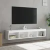 Image de vidaXL vidaXL Meubles TV avec lumières LED 2 pcs blanc 80x30x30 cm