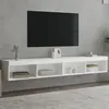 Image de vidaXL Meubles TV avec lumières LED 2 pcs blanc 100x30x30 cm