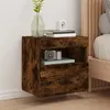 Image de vidaXL Meuble TV mural avec lumières LED chêne fumé 40x30x40 cm837177