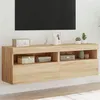 Image de vidaXL Meubles TV muraux lumières LED 2 pcs chêne sonoma 60x30x40 cm837188