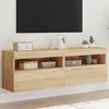 Image de Vidaxl Meubles Tv Muraux LumiÃ¨res Led 2 Pcs ChÃªne Sonoma 60x30x40 Cm