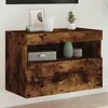 Image de vidaXL Vidaxl Meuble Tv Mural Avec Lumières Led Chêne Fumé 60x30x40 Cm