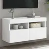 Image de vidaXL Meuble TV mural avec lumières LED blanc 80x30x40 cm837197
