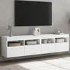 Image de vidaXL Meubles TV muraux avec lumières LED 2 pcs blanc 80x30x40 cm