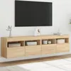 Image de vidaXL Meubles TV muraux lumières LED 2 pcs chêne sonoma 80x30x40 cm