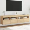Image de Vidaxl Meubles Tv Muraux LumiÃ¨res Led 2 Pcs ChÃªne Sonoma 80x30x40 Cm