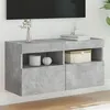 Image de vidaXL Meuble TV mural avec lumières LED gris béton 80x30x40 cm