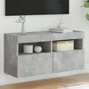 Image de vidaXL Meuble TV mural avec lumiÃ¨res LED gris bÃ©ton 80x30x40 cm