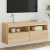 Image de vidaXL Meuble TV mural avec lumières LED chêne sonoma 100x30x40 cm